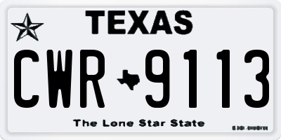 TX license plate CWR9113