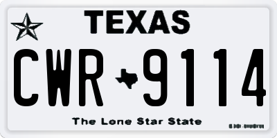 TX license plate CWR9114