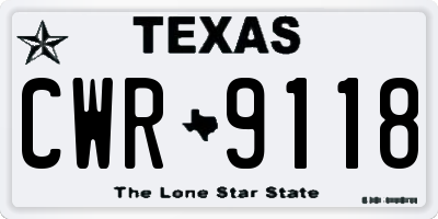 TX license plate CWR9118