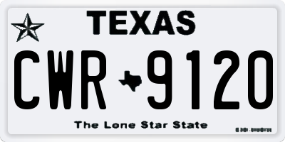 TX license plate CWR9120
