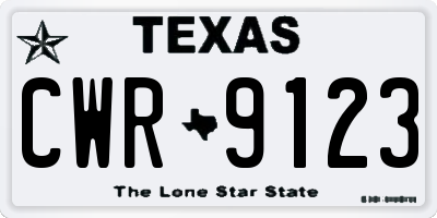 TX license plate CWR9123