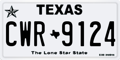 TX license plate CWR9124