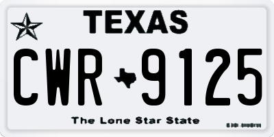 TX license plate CWR9125