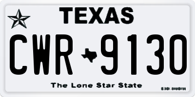 TX license plate CWR9130