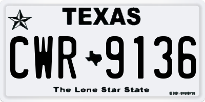 TX license plate CWR9136