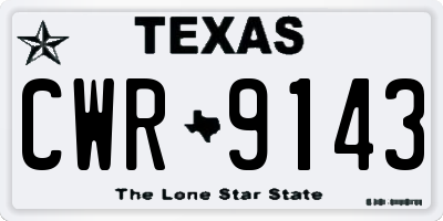 TX license plate CWR9143