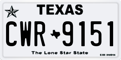 TX license plate CWR9151