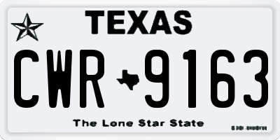 TX license plate CWR9163