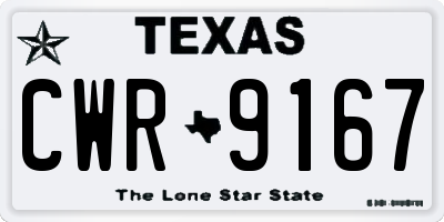 TX license plate CWR9167