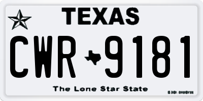 TX license plate CWR9181