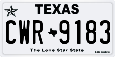 TX license plate CWR9183