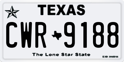 TX license plate CWR9188
