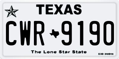 TX license plate CWR9190