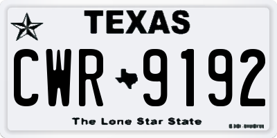 TX license plate CWR9192