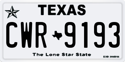TX license plate CWR9193