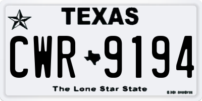 TX license plate CWR9194