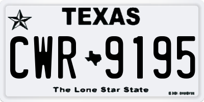 TX license plate CWR9195
