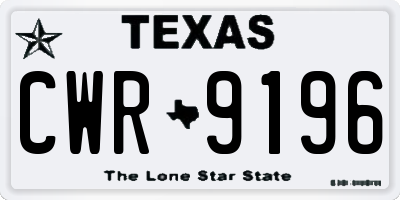 TX license plate CWR9196