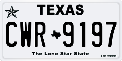 TX license plate CWR9197
