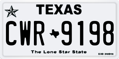 TX license plate CWR9198