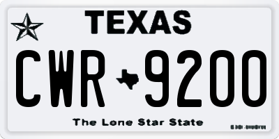 TX license plate CWR9200