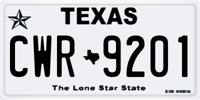 TX license plate CWR9201