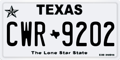 TX license plate CWR9202