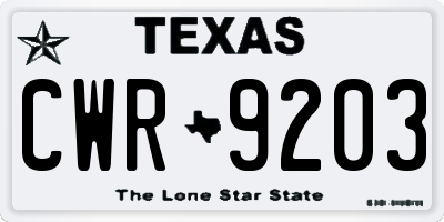 TX license plate CWR9203