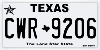 TX license plate CWR9206