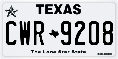 TX license plate CWR9208