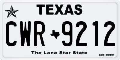 TX license plate CWR9212