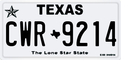 TX license plate CWR9214