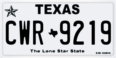 TX license plate CWR9219