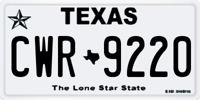 TX license plate CWR9220