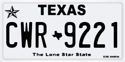 TX license plate CWR9221