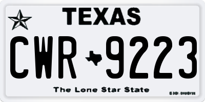 TX license plate CWR9223