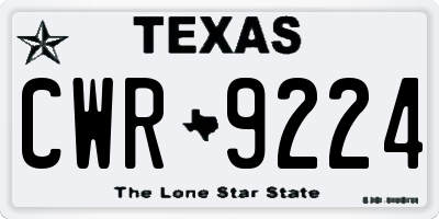 TX license plate CWR9224