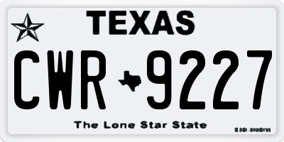 TX license plate CWR9227