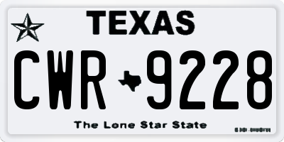 TX license plate CWR9228