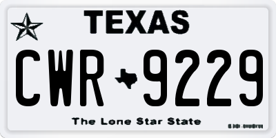 TX license plate CWR9229