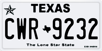 TX license plate CWR9232