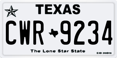 TX license plate CWR9234