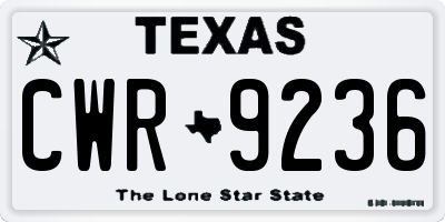 TX license plate CWR9236