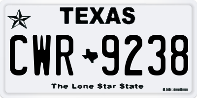 TX license plate CWR9238