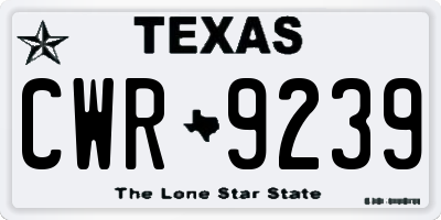 TX license plate CWR9239