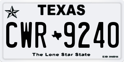 TX license plate CWR9240