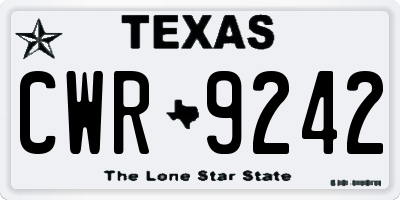 TX license plate CWR9242