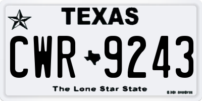 TX license plate CWR9243