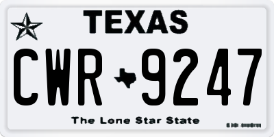 TX license plate CWR9247