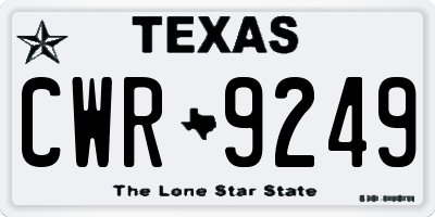 TX license plate CWR9249